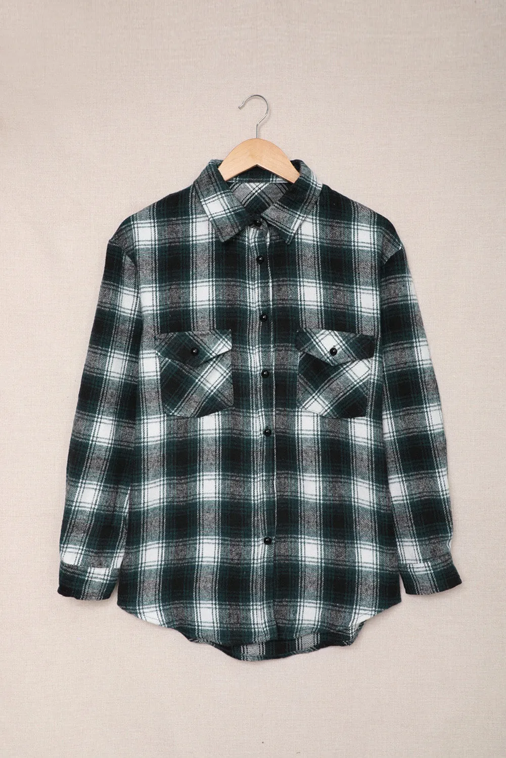 Button Up Collared Plaid Shirt for Women