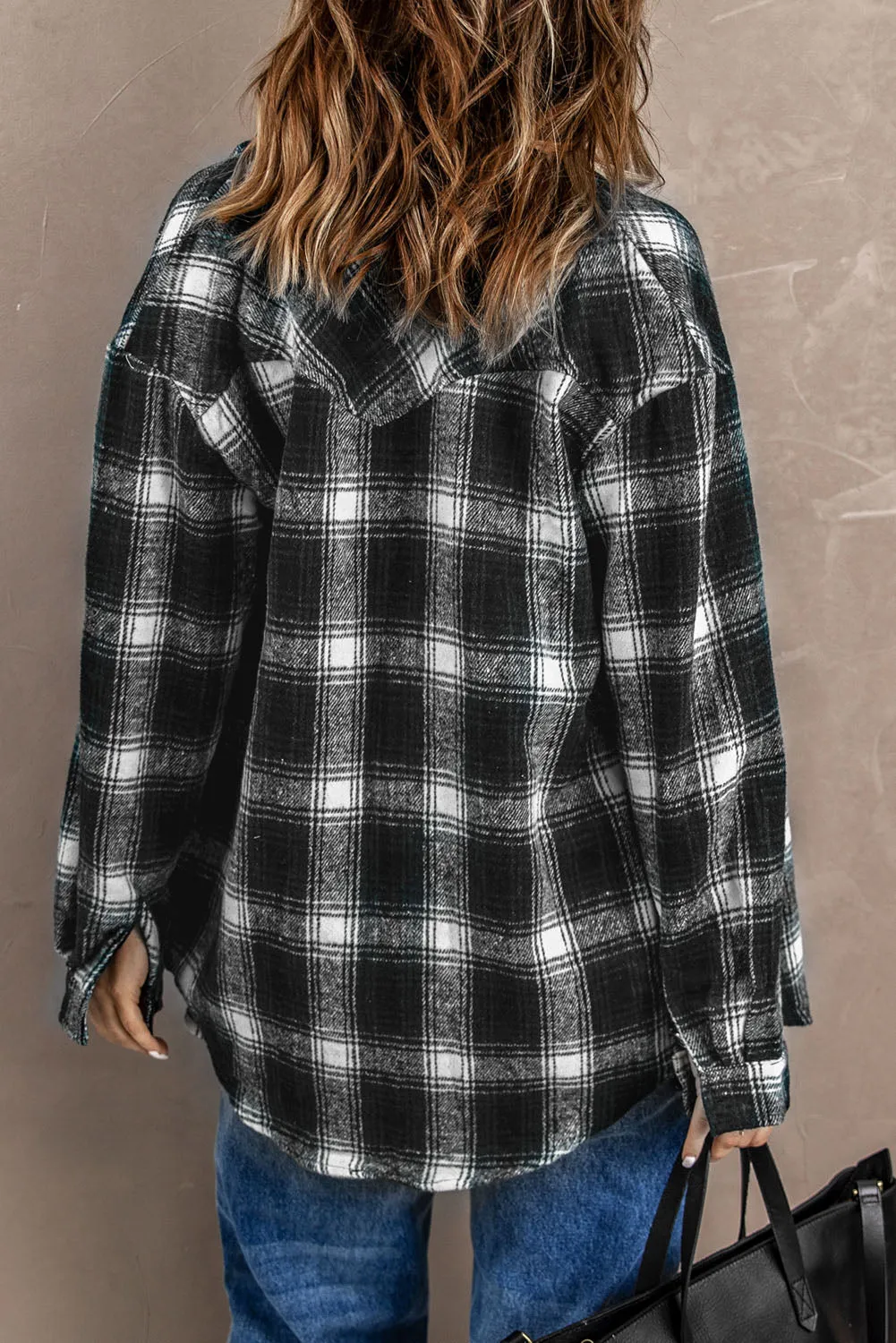 Button Up Collared Plaid Shirt for Women