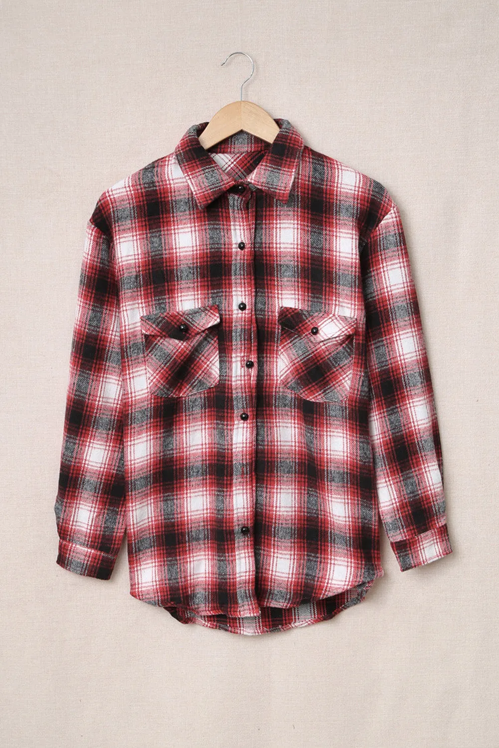 Button Up Collared Plaid Shirt for Women