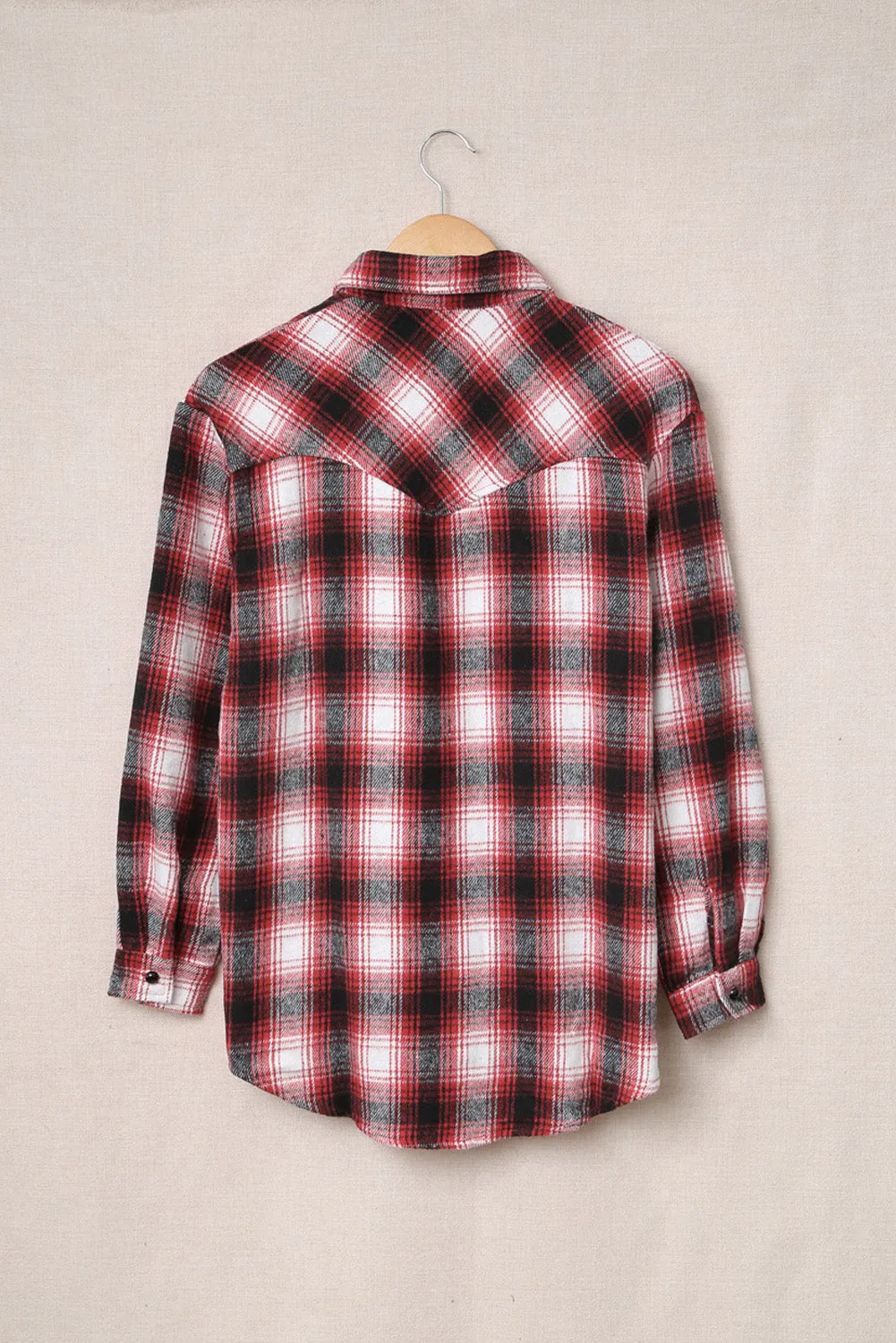 Button Up Collared Plaid Shirt for Women