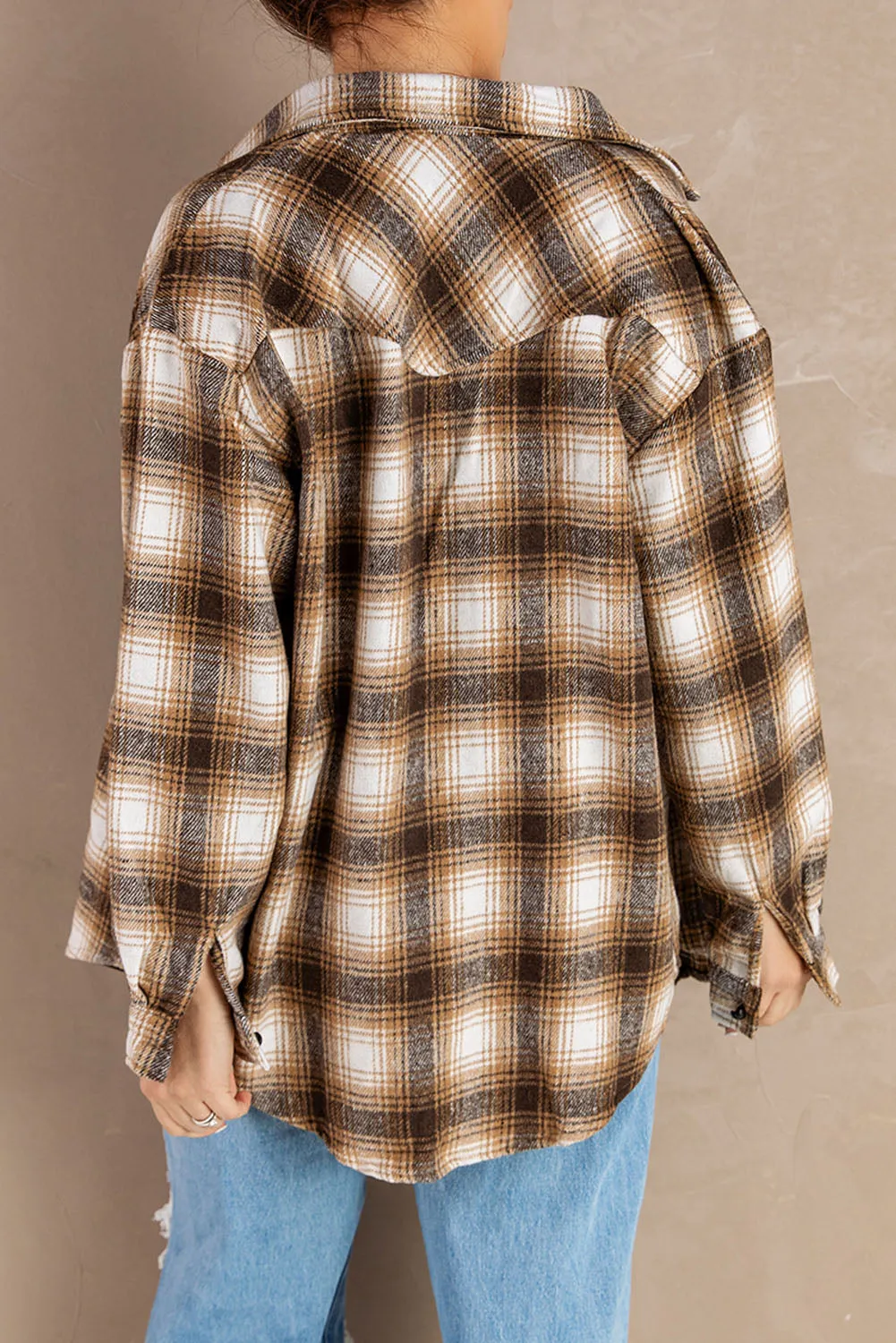 Button Up Collared Plaid Shirt for Women