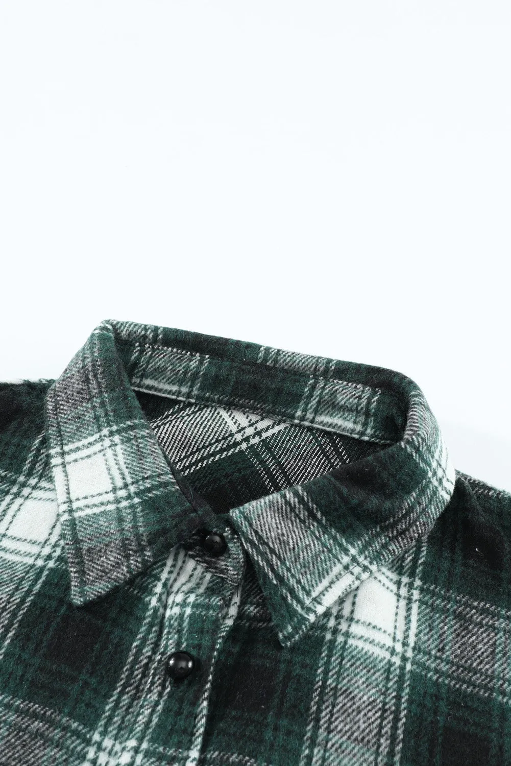 Button Up Collared Plaid Shirt for Women