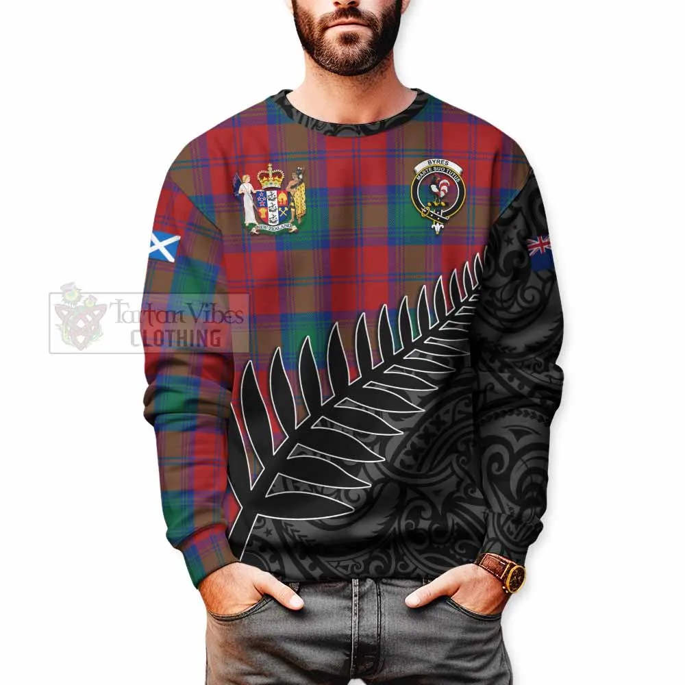 Byres (Byses) Crest Tartan Sweatshirt with New Zealand Silver Fern Half Style