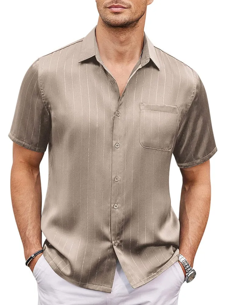 Casual Silk Satin Short Sleeve Shirt (US Only)