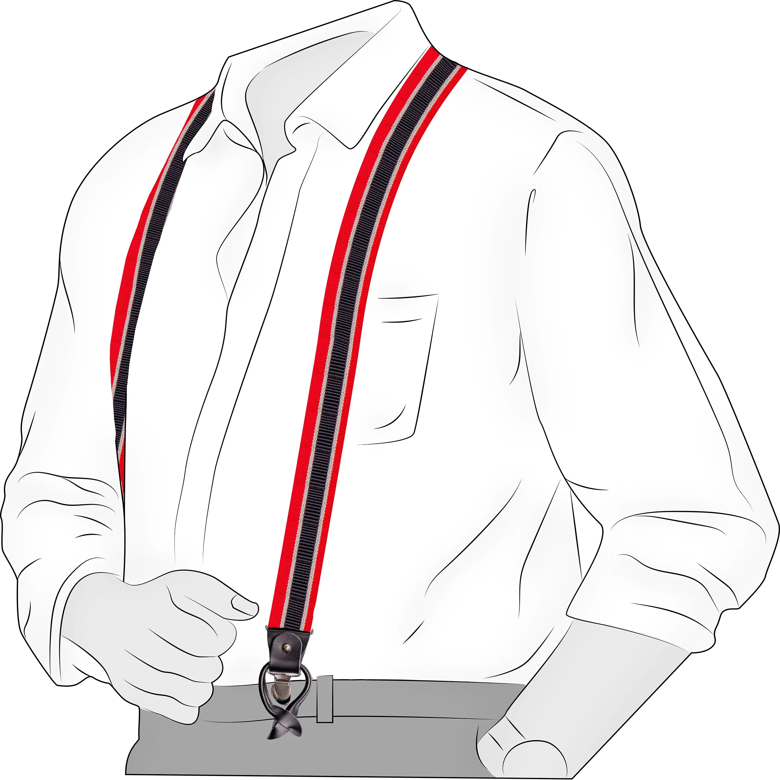 Chokore Y-shaped Convertible Suspenders (Navy Blue & Red)