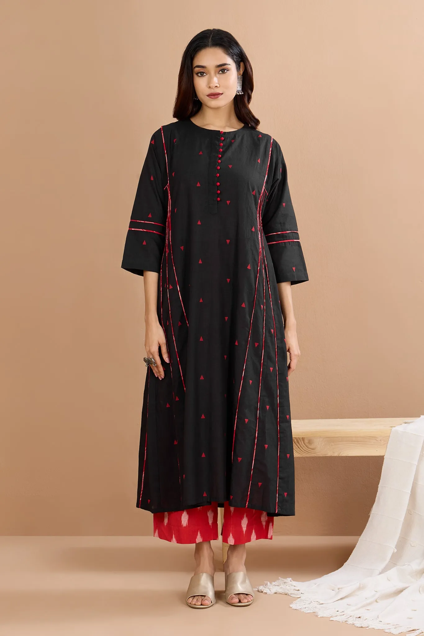 Crimson Midnight Serenade Kalidar Choga Kurta