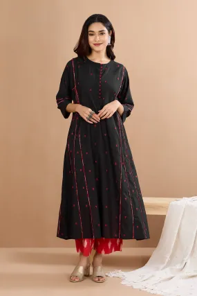 Crimson Midnight Serenade Kalidar Choga Kurta