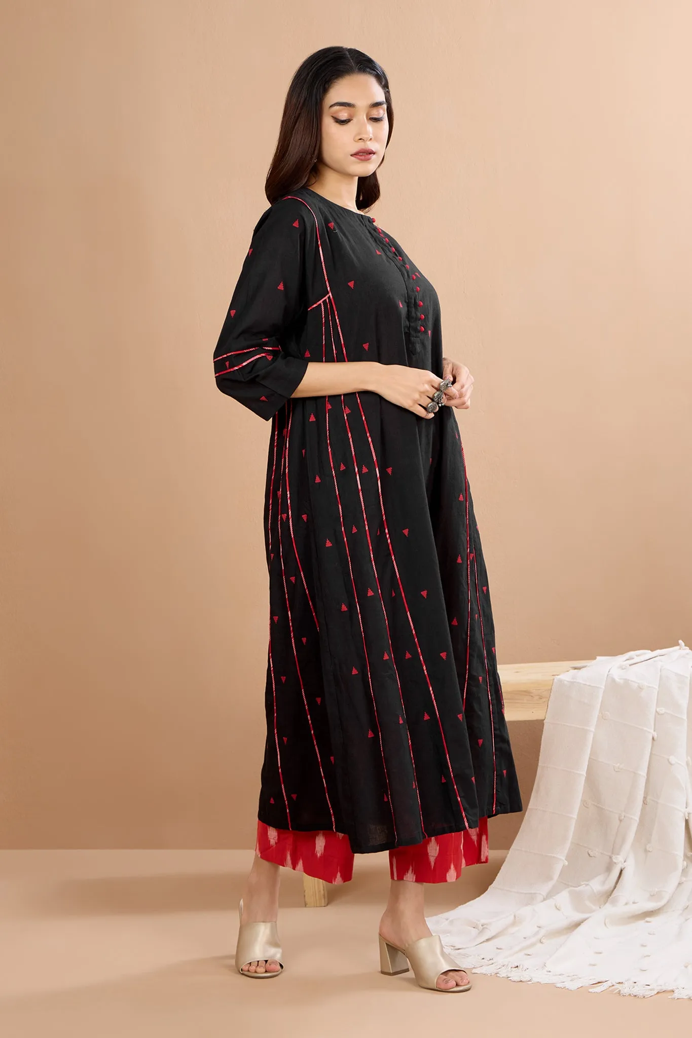 Crimson Midnight Serenade Kalidar Choga Kurta