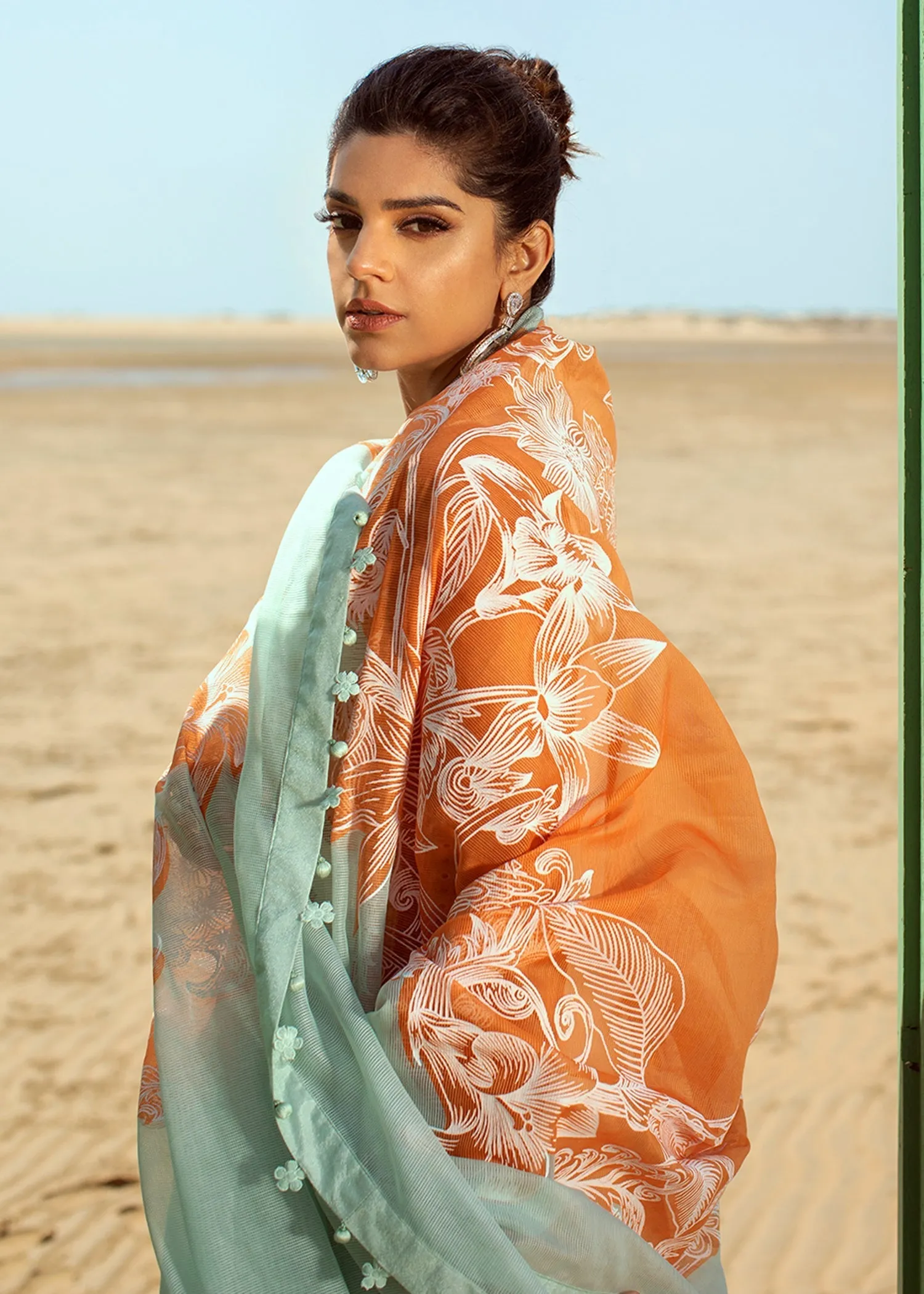 Crimson X Saira Shakira Luxury Lawn Collection – Stories of Santorini - 1A - Mandarin