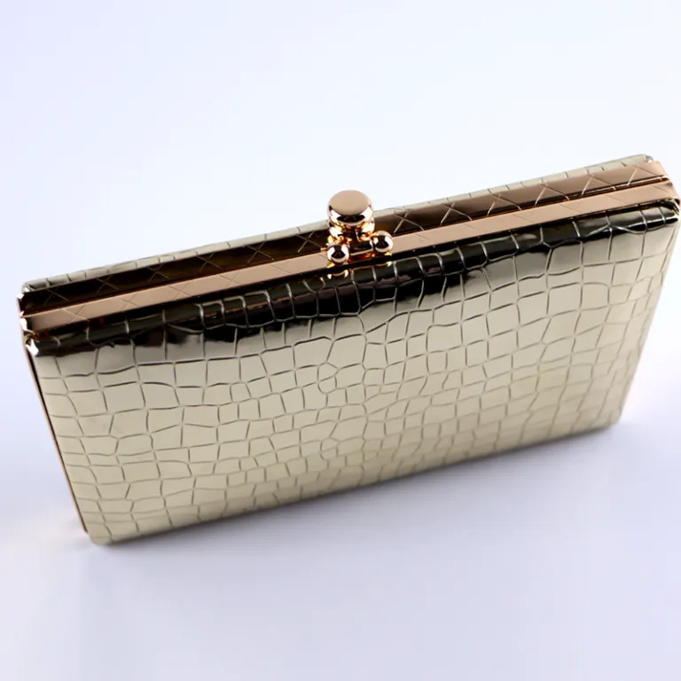 Crocodile Clutch Bag Golden Shiny Evening Bag