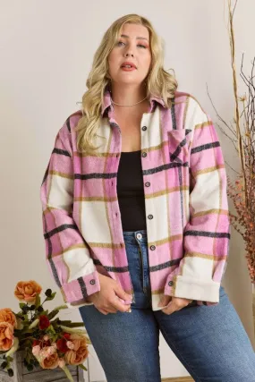 Curvy Pink Plaid Shacket