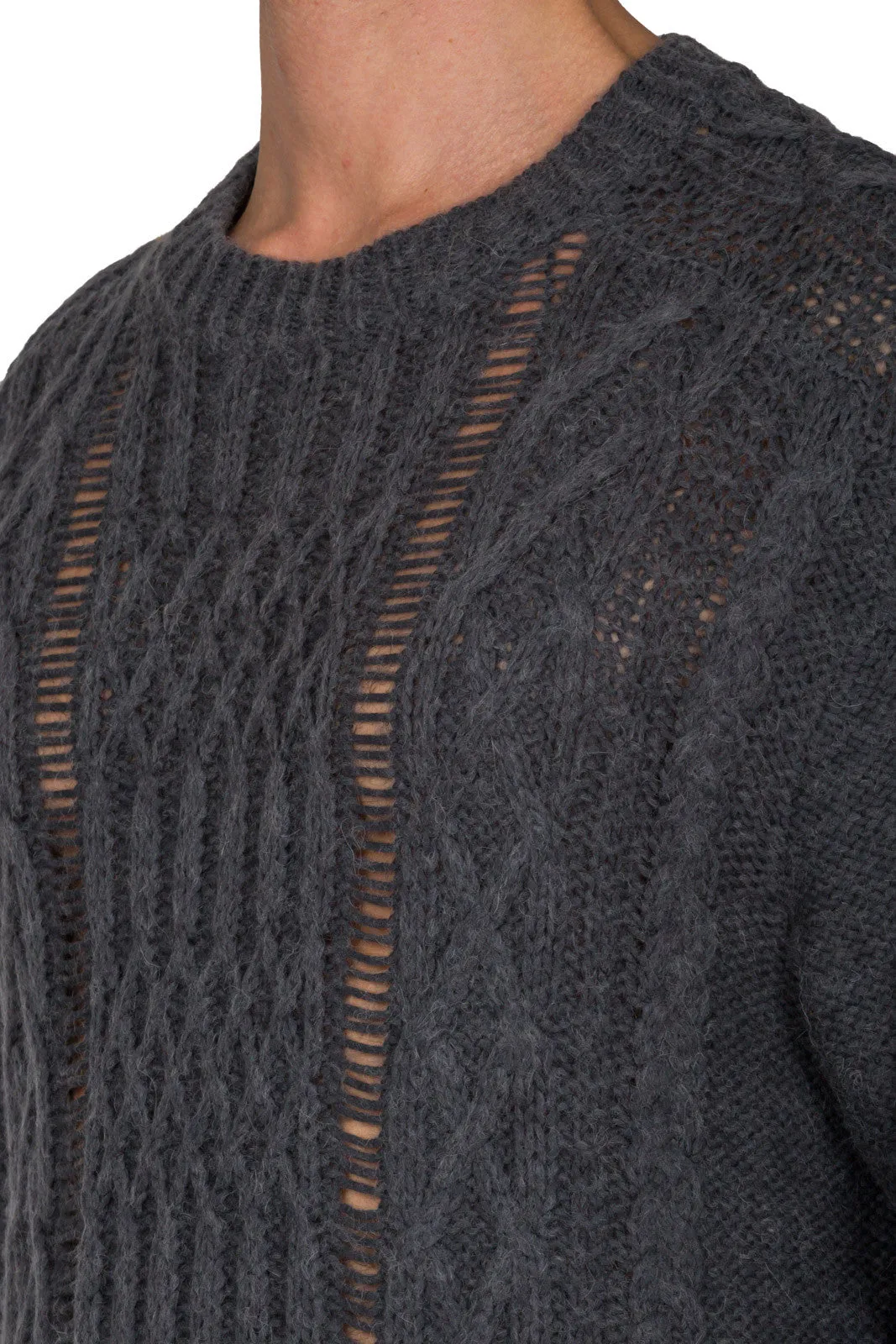 Distressed Cable Knit Jumper