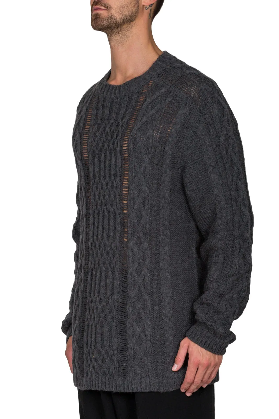 Distressed Cable Knit Jumper