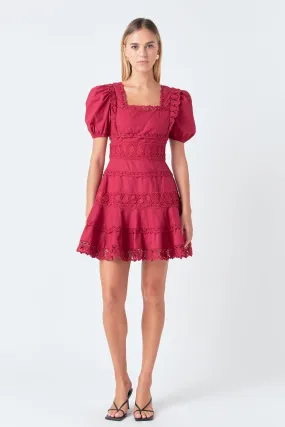 Endless Rose - Lace Fit-and-Flare Mini Dress