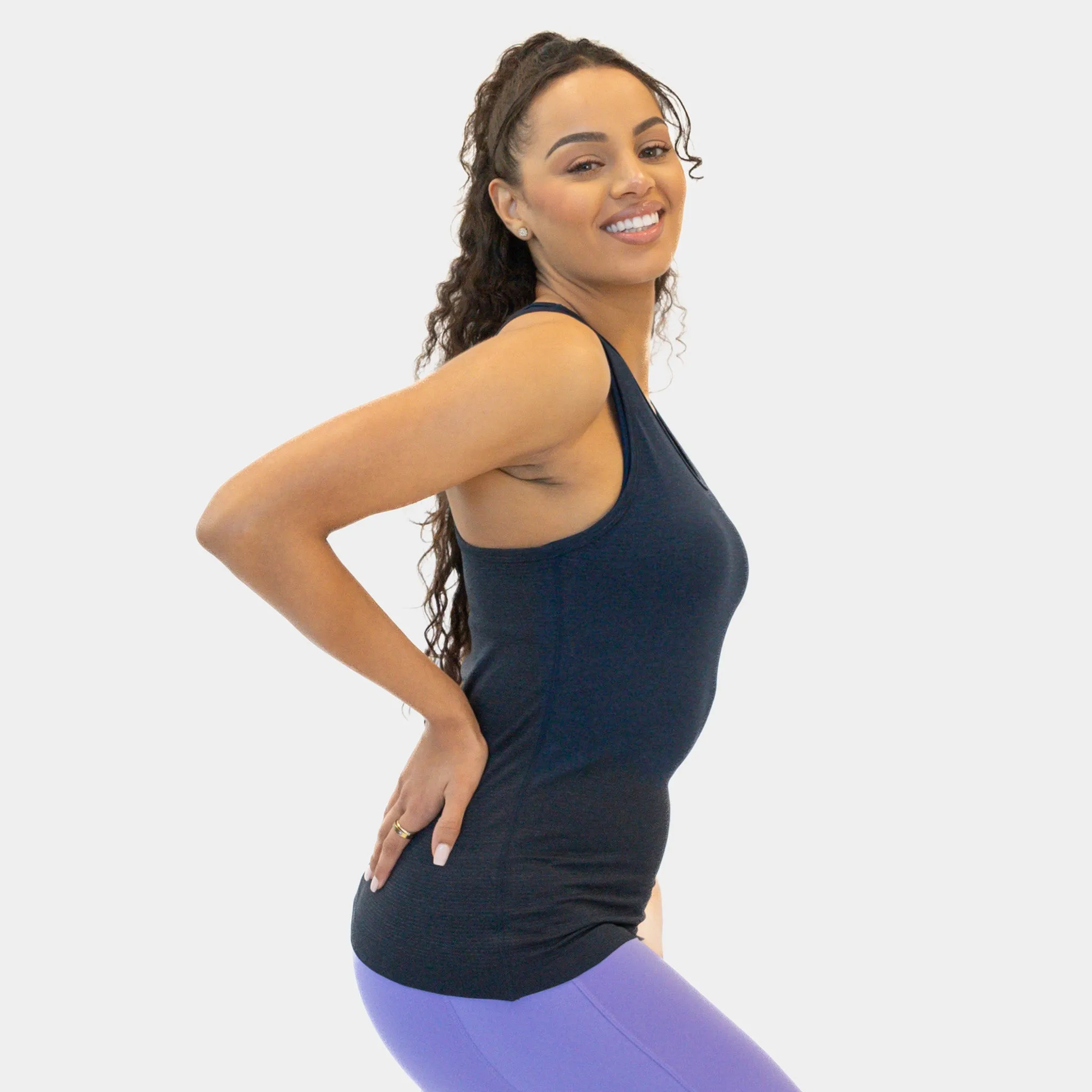 Essential Seamless Tank Long - Navy