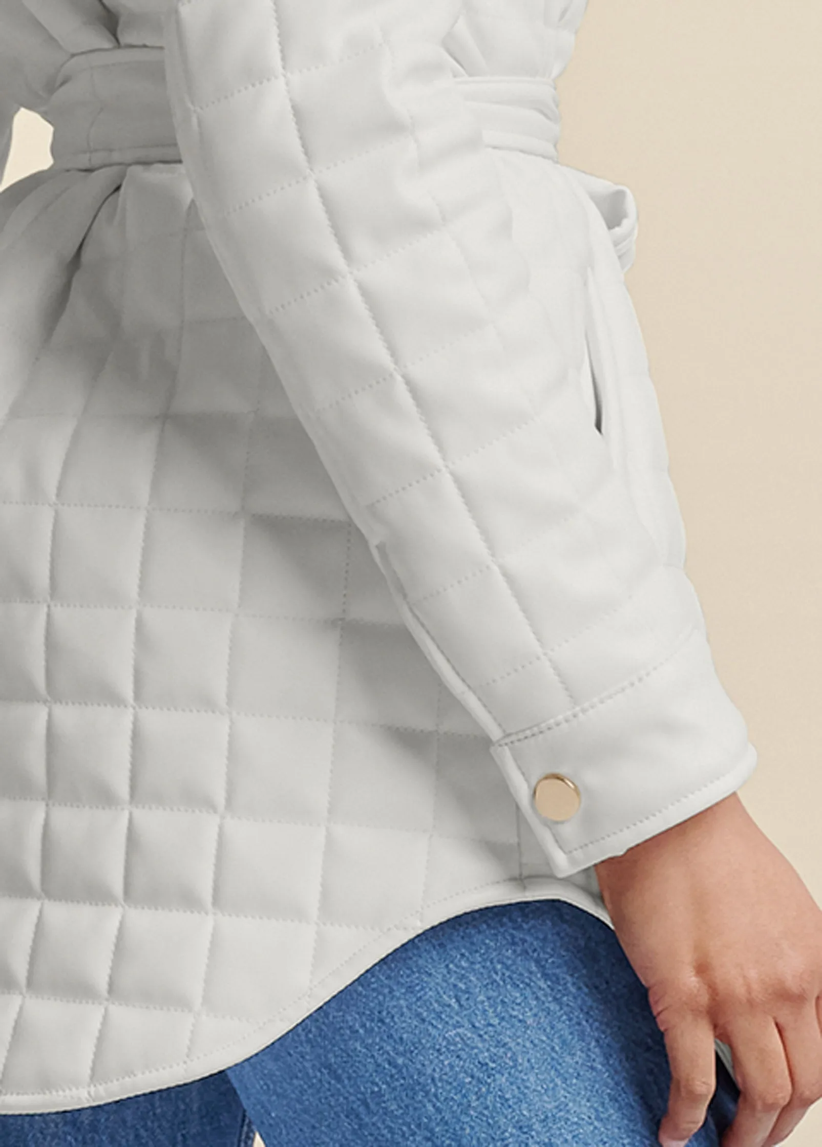 Faux-Leather Shacket  - White