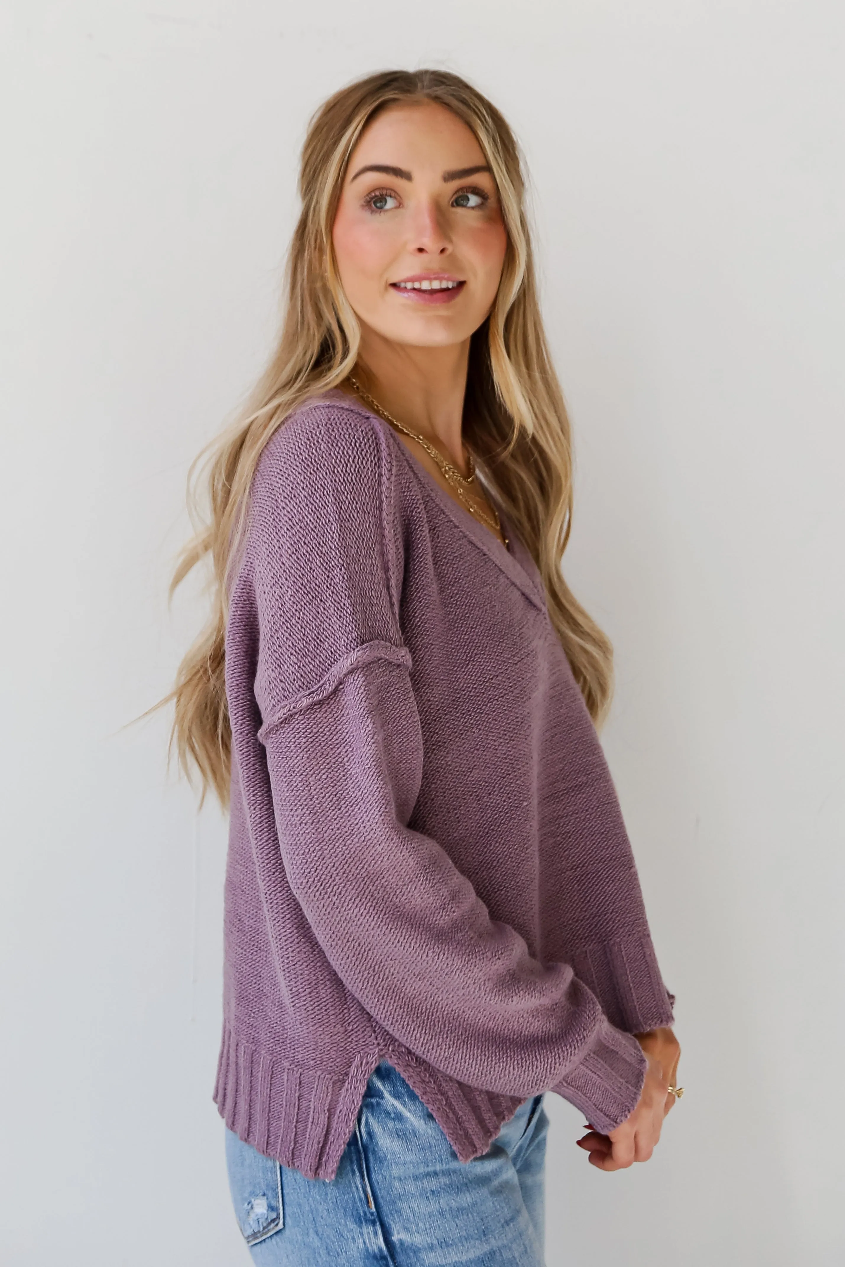 FINAL SALE - Charmingly Cuddly Plum Oversized Sweater