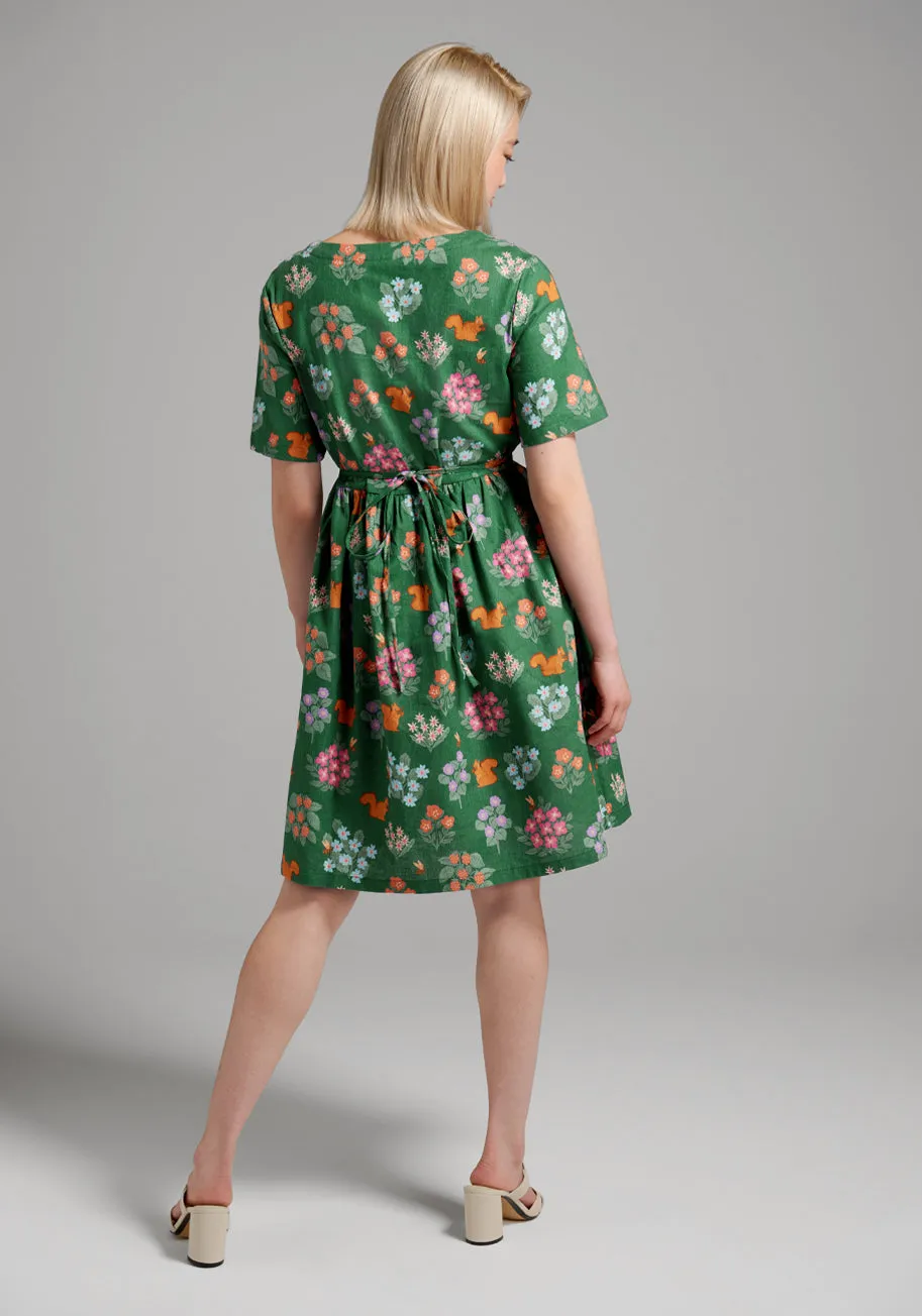 Flower Squirrel A-Line Dress