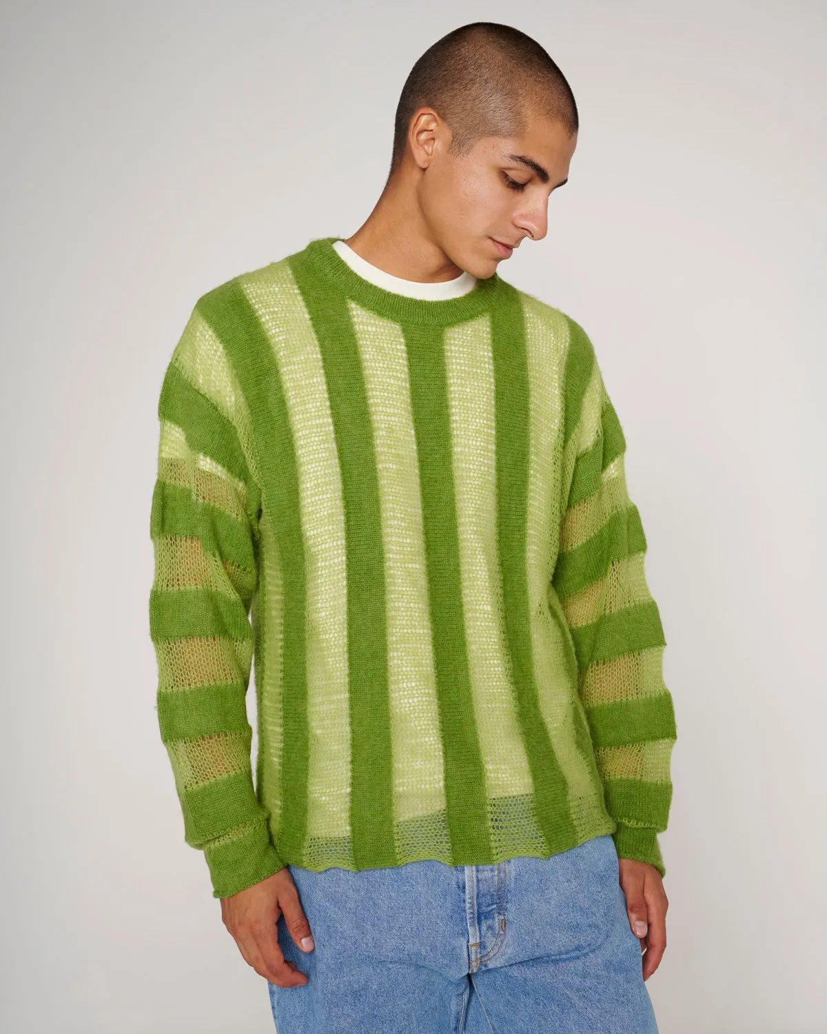 Fuzzy Threadbare Sweater - Green