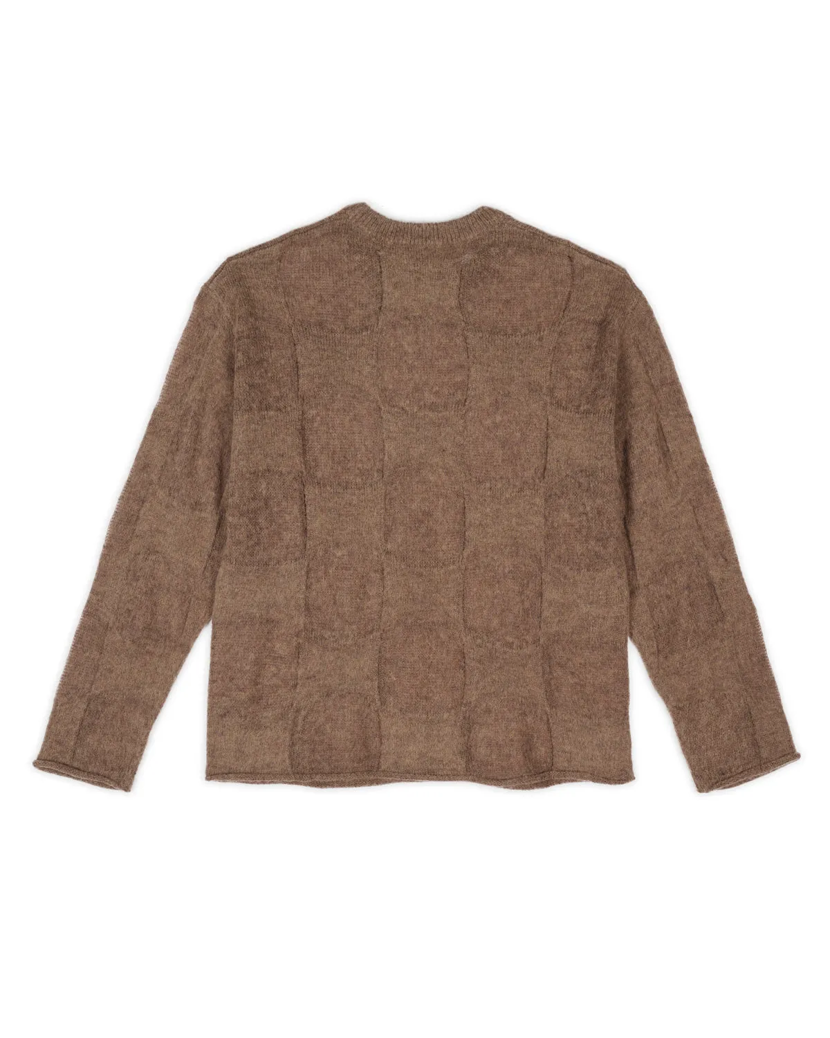 Fuzzy Threadbare Warped Check Sweater - Brown