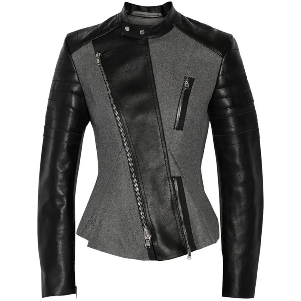 Gothic Grey Faux Leather PU Jacket