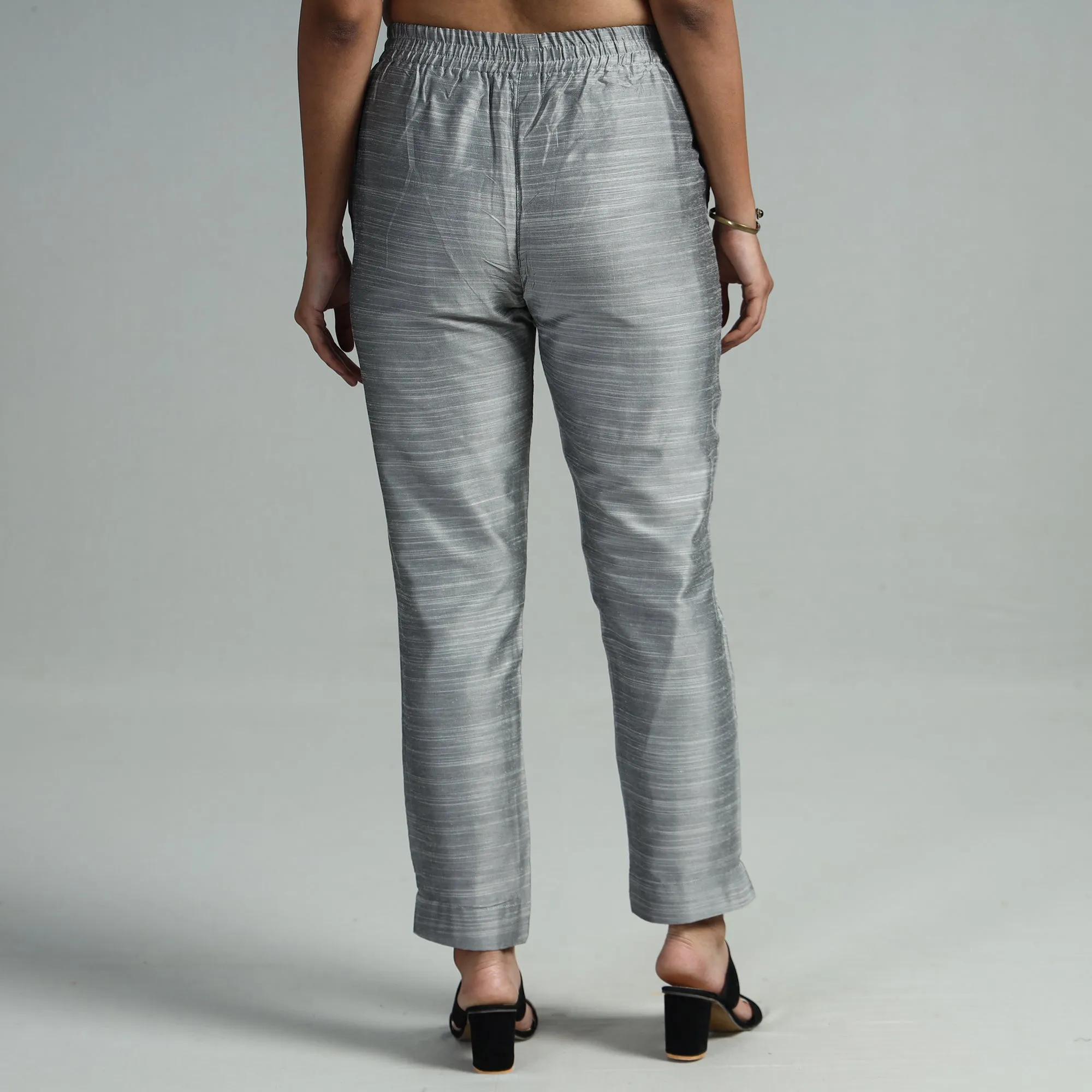 Grey - Silk Tapered Casual Pant for Women 07