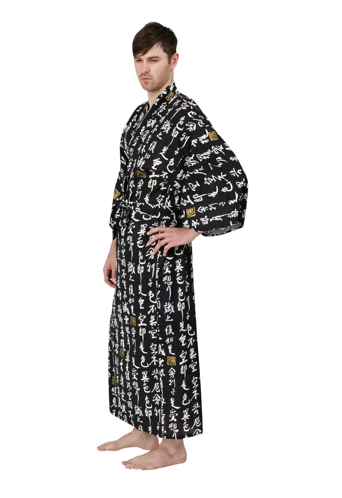 Hannya Sutra Mens Kimono Long Cotton