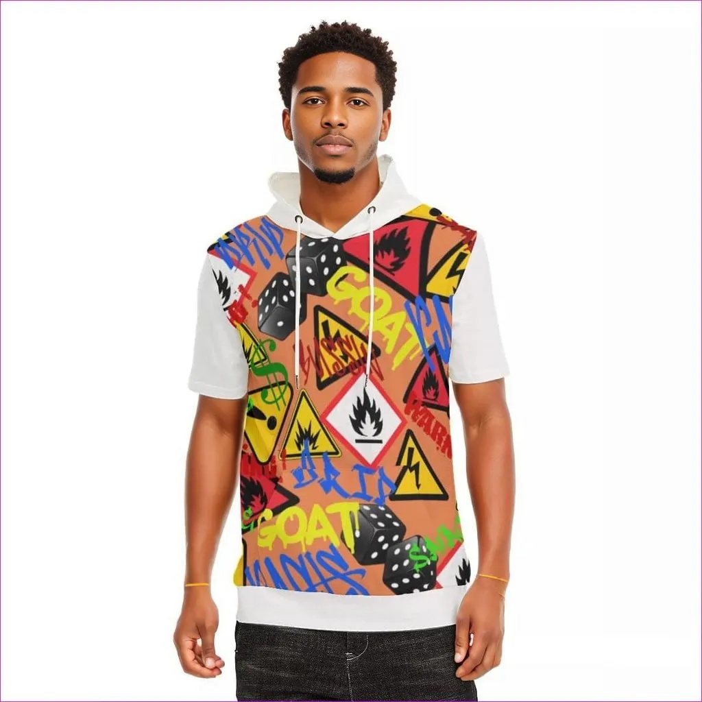 Hazard Men's Short Sleeve Hoodie T-Shirt | 100% Cotton