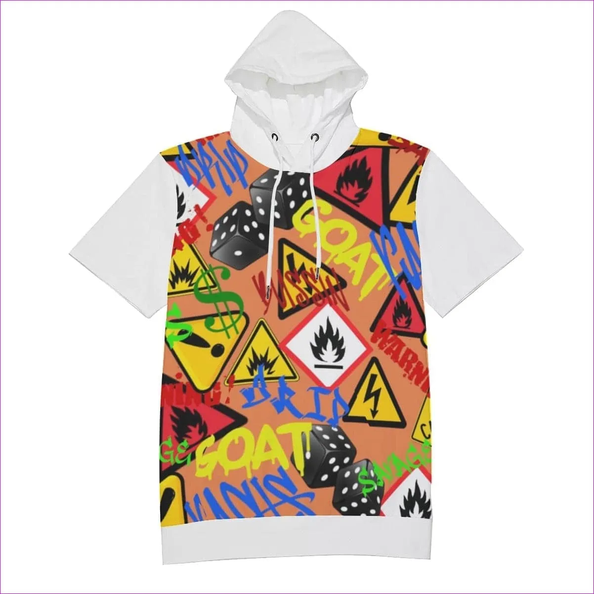 Hazard Men's Short Sleeve Hoodie T-Shirt | 100% Cotton