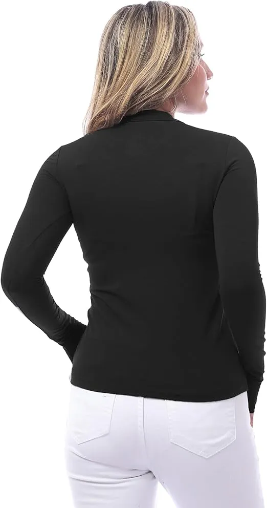 High neck long sleeve t-shirt for women, Black