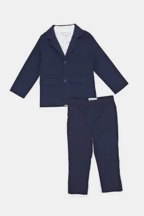 Infant Boys Navy Blazer With Bow Tie Set (4 Piece)