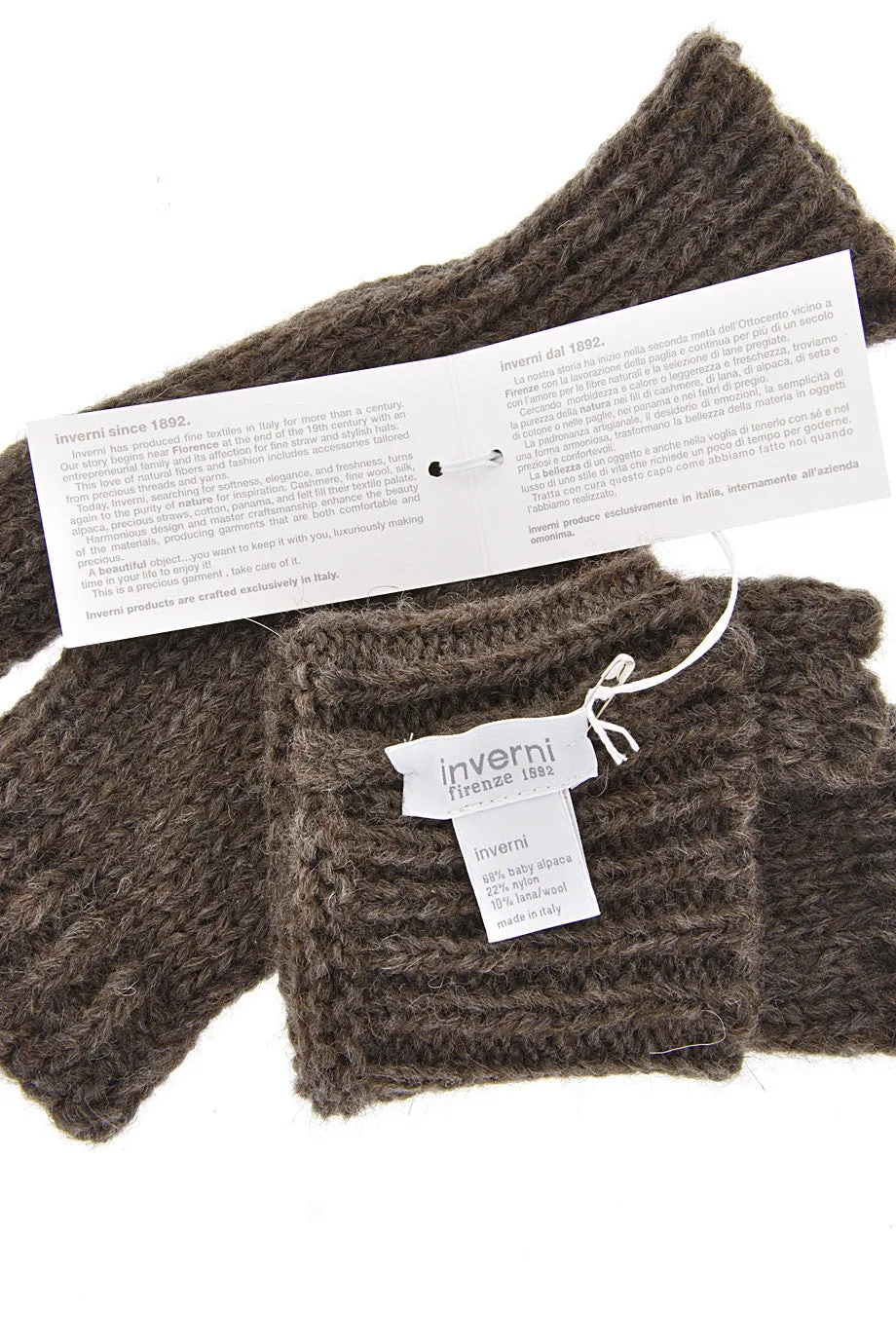 INVERNI ALPINE Baby Alpaca Brown Fingerless Women Gloves