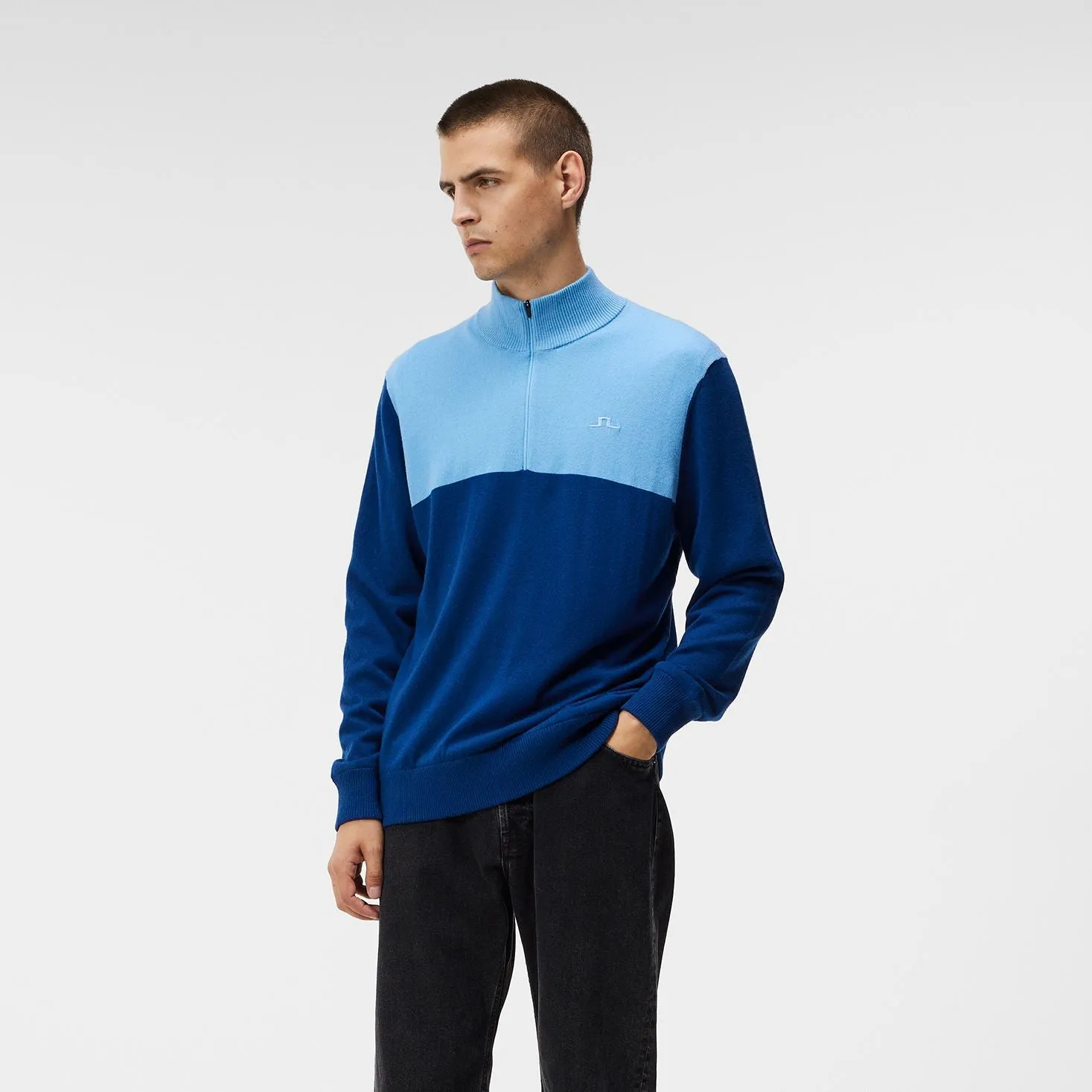 Jeff Tech Wool Windbreaker Sweater Estate Blue - AW23