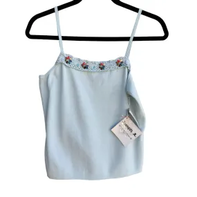 Joseph A. Light Blue Beaded Crochet Trim Sleeveless Knit Tank Top - New - Medium