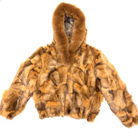 Kashani Women's Whiskey Full Fox Hooded Fur Coat