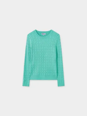 Knit Cable Sweater-Mint