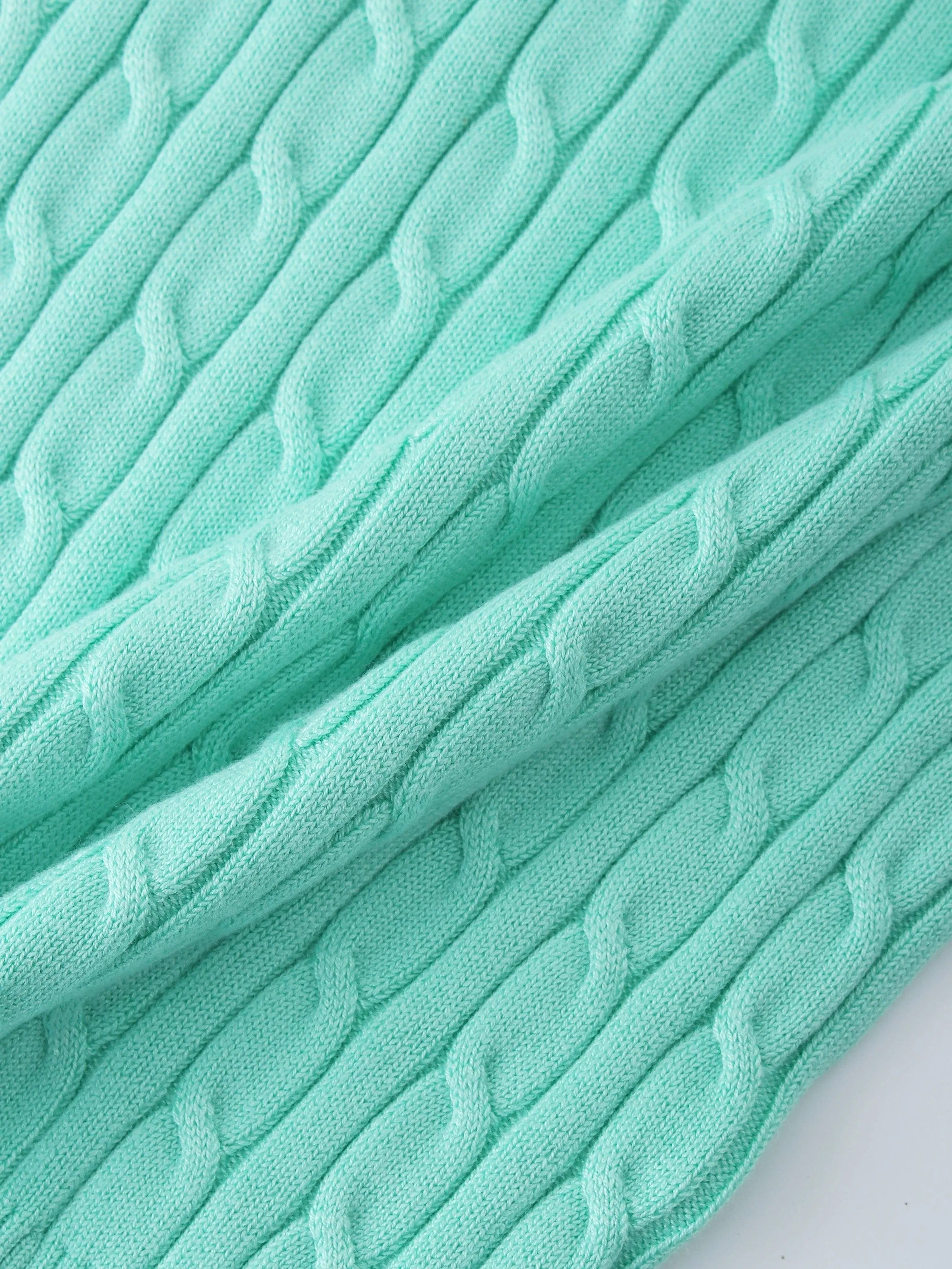 Knit Cable Sweater-Mint