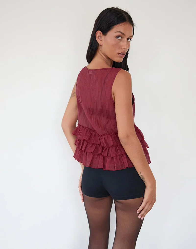 Lamina Unlined Blouse in Maroon