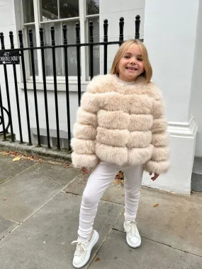 Light Beige Childrens Faux Fur Coat