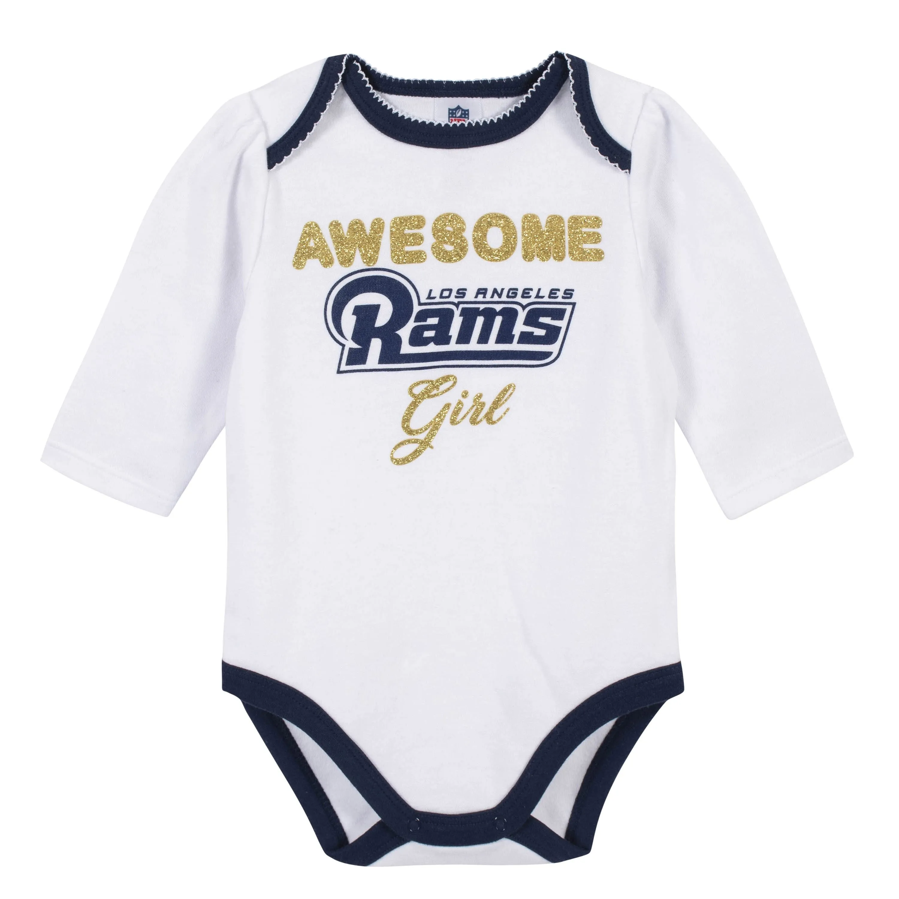 Los Angeles Rams Girl Outfit, 3pc  Bodysuit, Pant, and Cap Set - Rams