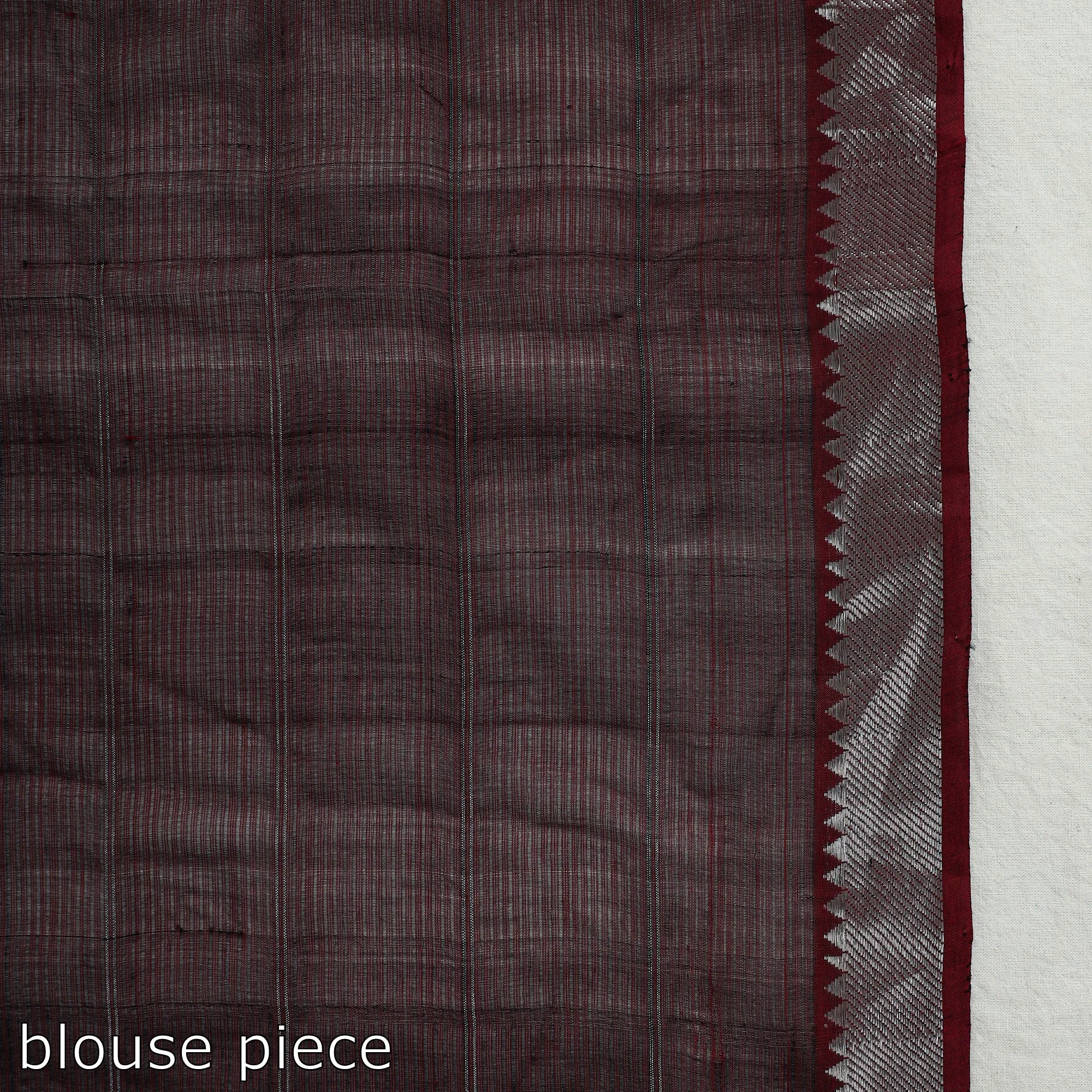 Maroon - Mangalagiri Handloom Silk Cotton Check Saree with Zari Border