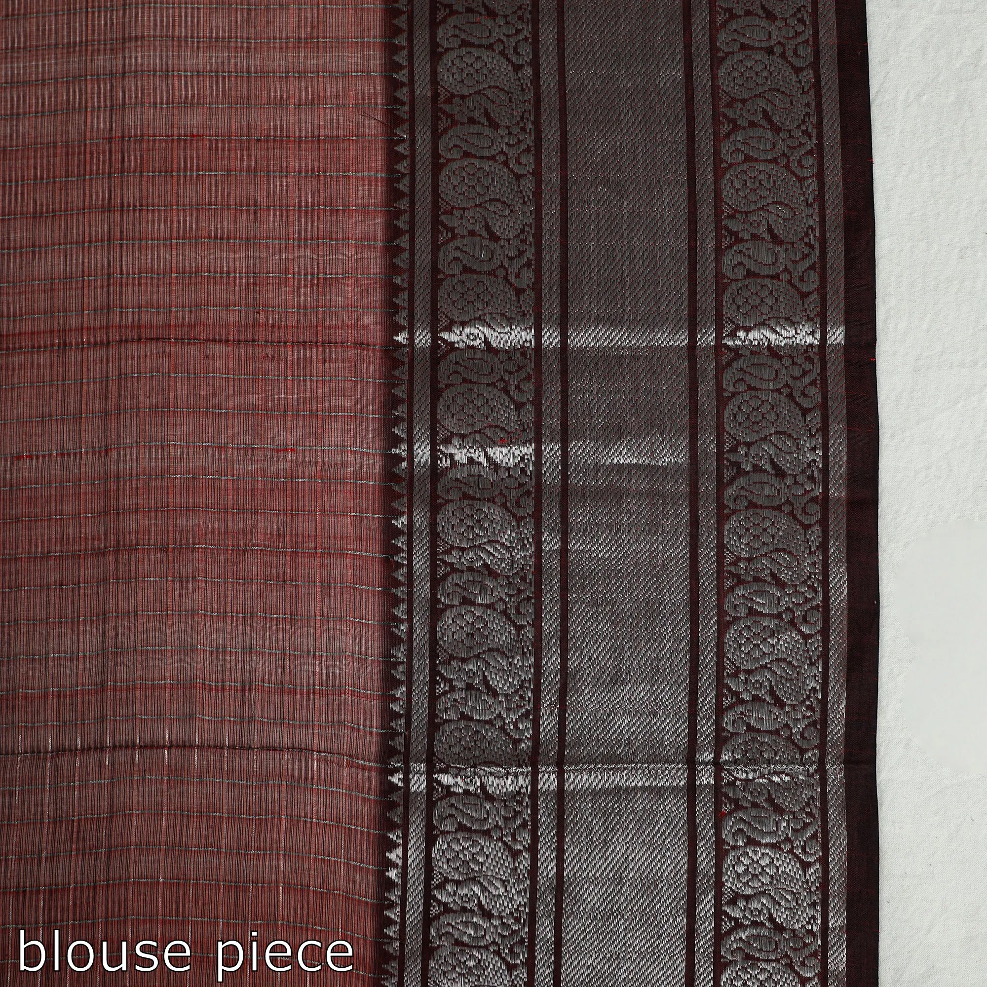 Maroon - Mangalagiri Handloom Silk Cotton Small Check Saree with Zari Border