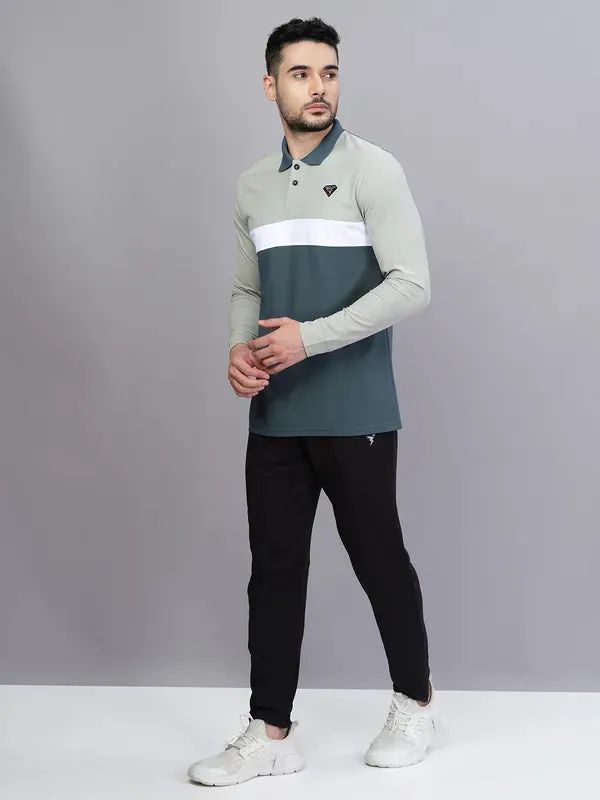 Men Colorblock Slim Fit Polo T-shirt with MATPIQ