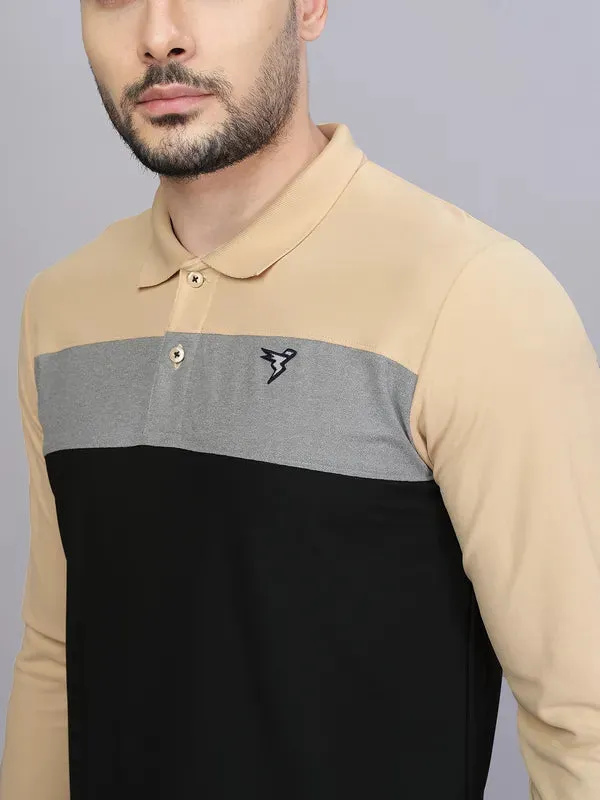 Men Colorblock Slim Fit Polo T-shirt with MATPIQ