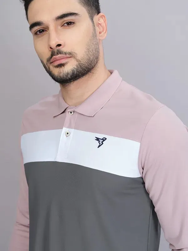 Men Colorblock Slim Fit Polo T-shirt with MATPIQ