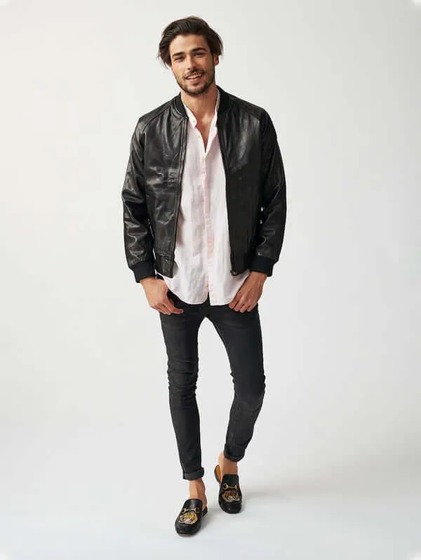 Mens Bolzano Bomber Leather Jacket