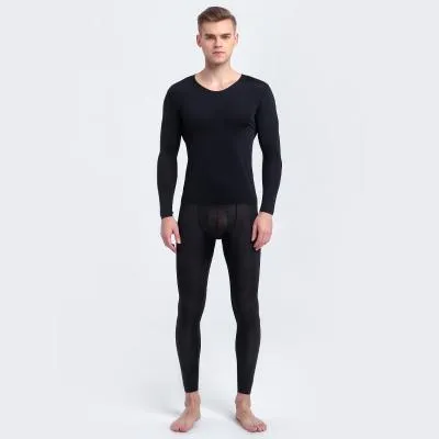 Men's Designer Ultra-Thin Ice Silk Seamless Long Johns Set