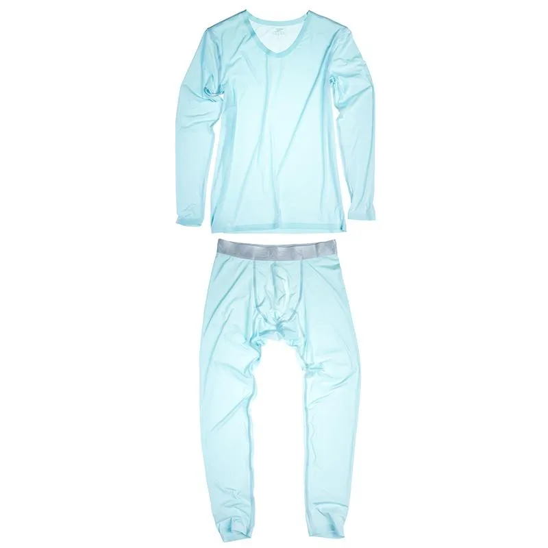 Men's Designer Ultra-Thin Ice Silk Seamless Long Johns Set