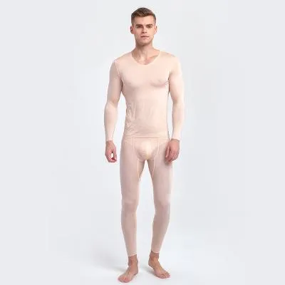 Men's Designer Ultra-Thin Ice Silk Seamless Long Johns Set