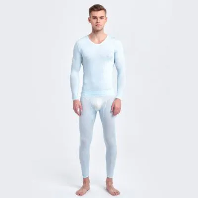 Men's Designer Ultra-Thin Ice Silk Seamless Long Johns Set